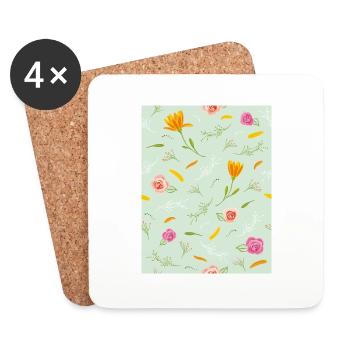 Schönes Muster mit Blumen - Untersetzer (4er-Set) - Weiß - Vorne