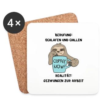 Faultier Berufung schlafen, Realität Arbeit - Untersetzer (4er-Set) - Weiß - Vorne