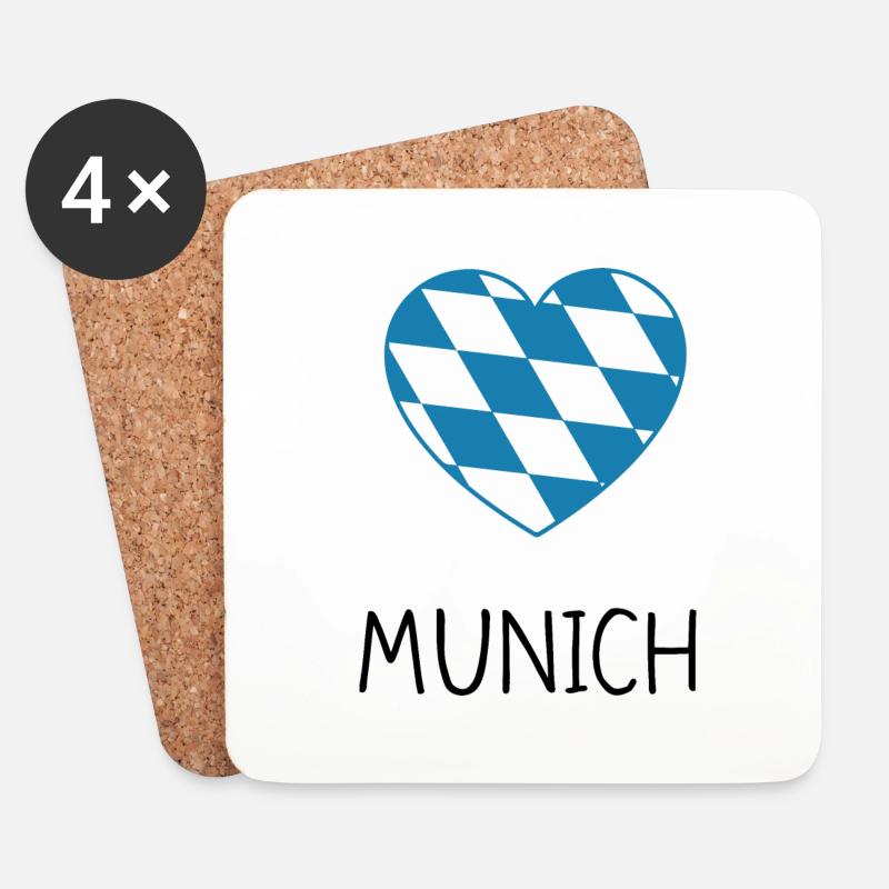 Munich Heart - Untersetzer (4er-Set) - Weiß