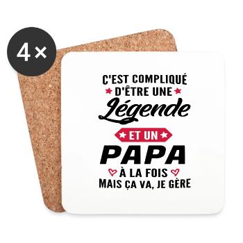 légende et papa / humour papa - Dessous de verre (lot de 4) - blanc - Devant