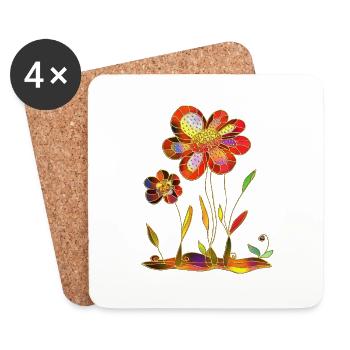 Fleur - Dessous de verre (lot de 4) - blanc - Devant