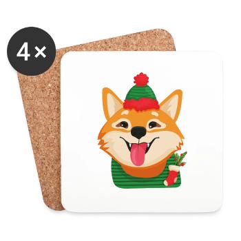Christmas Corgi - Coasters (set of 4) - white - Front