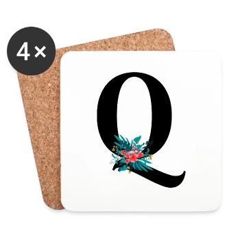 Buchstabe Q geblüht - Untersetzer (4er-Set) - Weiß - Vorne