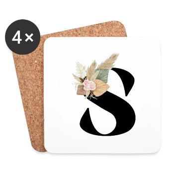 letter S flowery - Coasters (set of 4) - white - Front