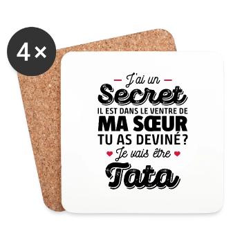 Je vais être tata / future tata / bientôt tata - Dessous de verre (lot de 4) - blanc - Devant