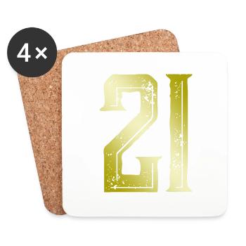 21 Symbole numérique - Dessous de verre (lot de 4) - blanc - Devant