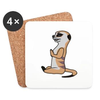 Meerkat Yoga Vector Drôle d’idée cadeau - Dessous de verre (lot de 4) - blanc - Devant