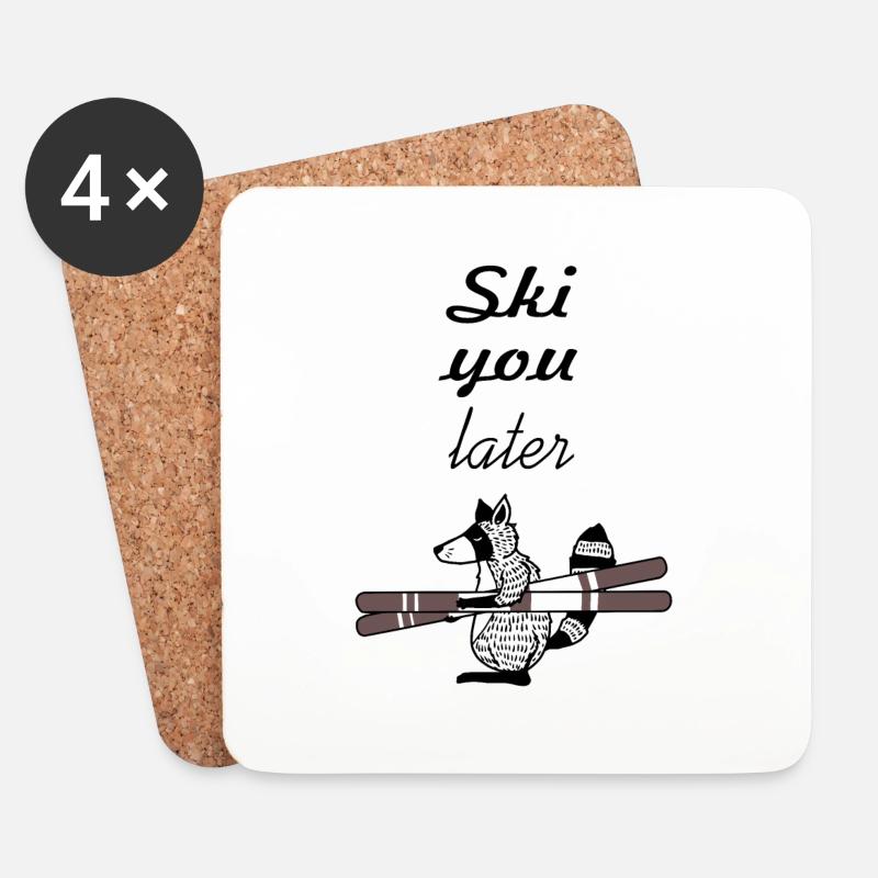 Cooler Waschbär mit Ski - Ski you later! - Untersetzer (4er-Set) - Weiß