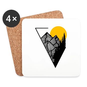 Montagnes géométriques en triangle pour les alpinistes - Dessous de verre (lot de 4) - blanc - Devant