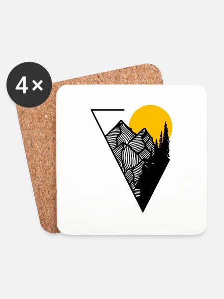 Geometrische Berge in Dreieck für Bergsteiger - Untersetzer (4er-Set) - Weiß