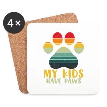 Kids Have Paws Funny Dog Cat Grandma - Coasters (set of 4) - white - Front