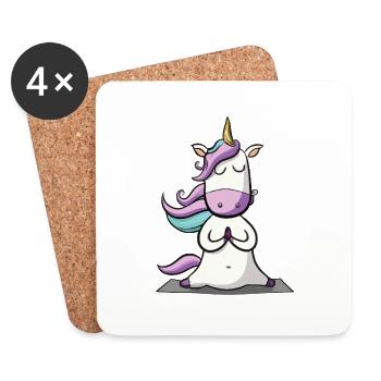Einhorn Yoga Lustig Yogalehrerin Geschenkidee - Untersetzer (4er-Set) - Weiß - Vorne