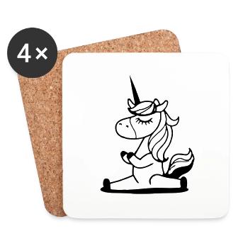 Einhorn Yoga Lustig Yogalehrerin Geschenkidee - Untersetzer (4er-Set) - Weiß - Vorne