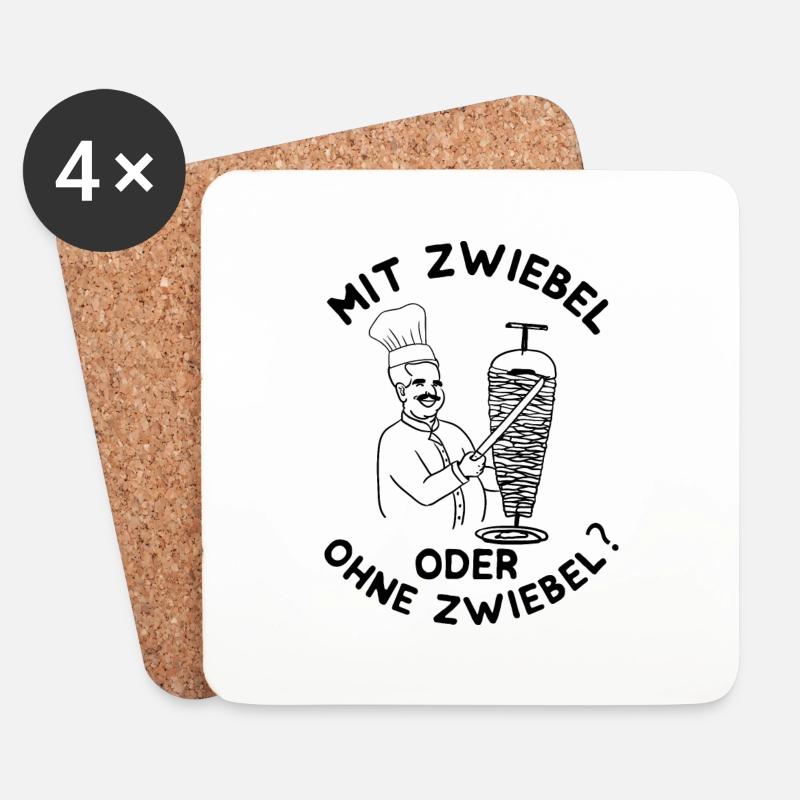 Döner Mit Zwiebel oder ohne Zwiebel Döner Mann - Untersetzer (4er-Set) - Weiß