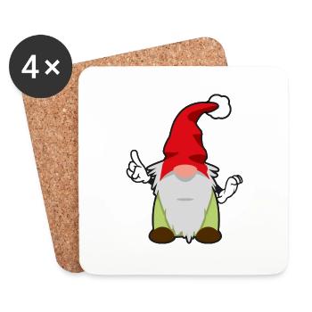 vierter Weihnachtswichtel - Untersetzer (4er-Set) - Weiß - Vorne