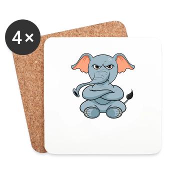 Nope Éléphant paresseux drôle - Dessous de verre (lot de 4) - blanc - Devant