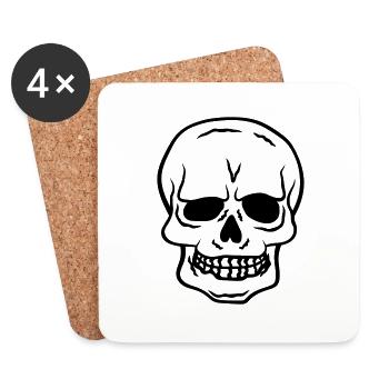 Skull Horror Halloween Design - Dessous de verre (lot de 4) - blanc - Devant