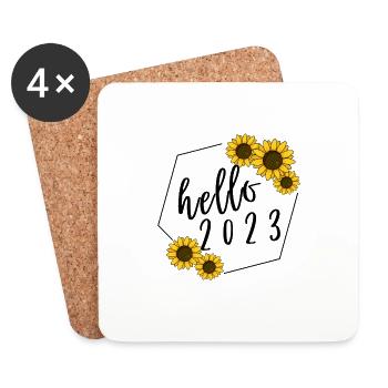 Allô 2023 Tournesol Bienvenue 2023 Cadeau du Nouvel An - Dessous de verre (lot de 4) - blanc - Devant