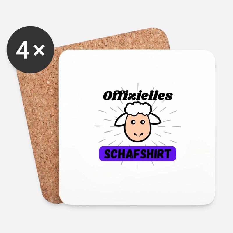 Offizielles Schafshirt schwarz - Untersetzer (4er-Set) - Weiß
