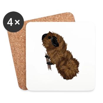 Design mit einem Rosetten-Meerschweinchen 3 - Untersetzer (4er-Set) - Weiß - Vorne
