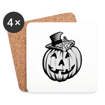 Halloween Spooky Pumpkin Lantern 9 - Coasters (set of 4) - white - Front