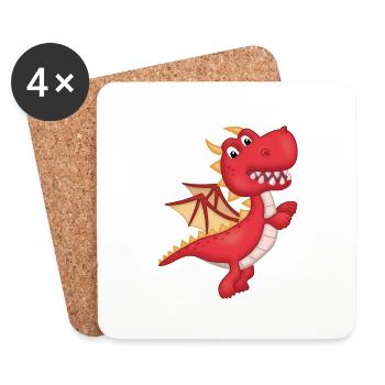 Malin petit Dragon rouge - Dessous de verre (lot de 4) - blanc - Devant