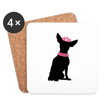 Chihuahua Prinzessin mit Krönchen - Untersetzer (4er-Set) - Weiß - Vorne