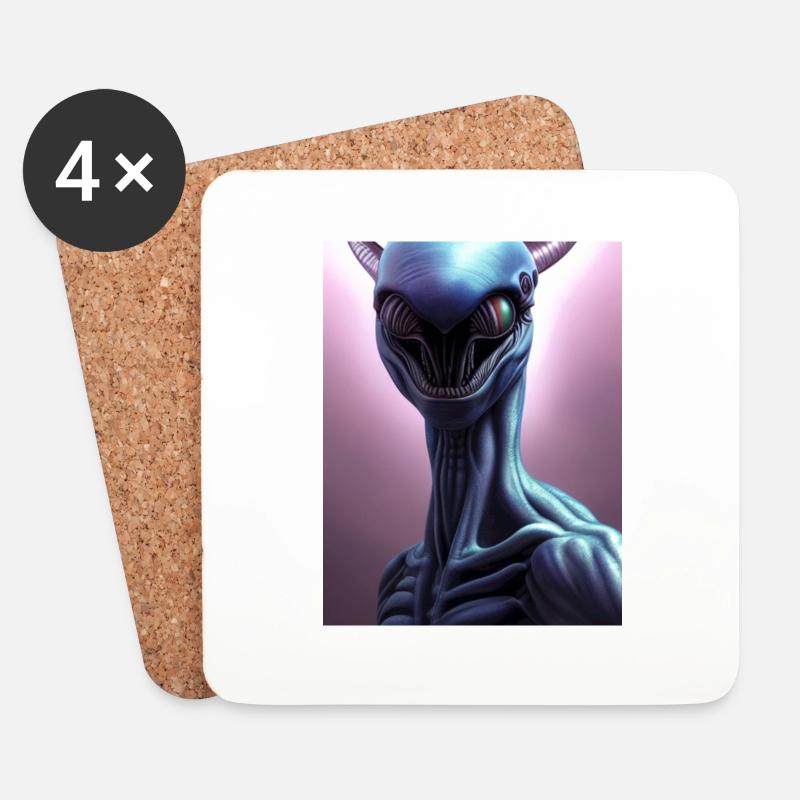 Gruseliges Alien - Untersetzer (4er-Set) - Weiß