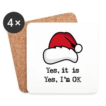 Noël, Oui c’est, Oui je vais bien - Dessous de verre (lot de 4) - blanc - Devant