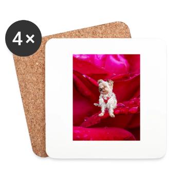 Yorkshire Terrier Rose - Untersetzer (4er-Set) - Weiß - Vorne