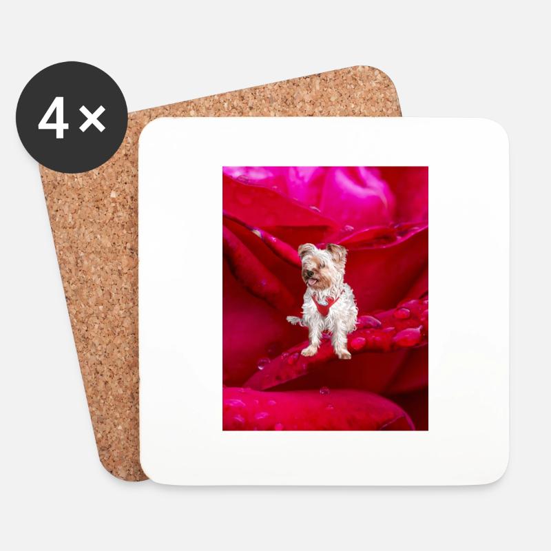 Yorkshire Terrier Rose - Untersetzer (4er-Set) - Weiß