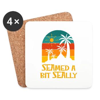Seamed a Bit Seally Beach Funny Ocean Humor - Untersetzer (4er-Set) - Weiß - Vorne