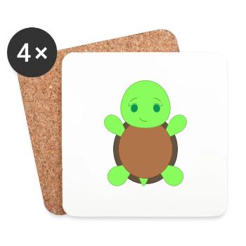 Schildkröte - Untersetzer (4er-Set) - Weiß - Vorne