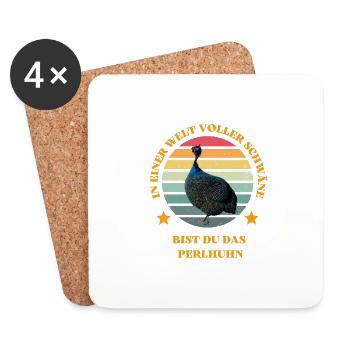 Dans un monde plein de cygnes - dire avec pintade - Dessous de verre (lot de 4) - blanc - Devant
