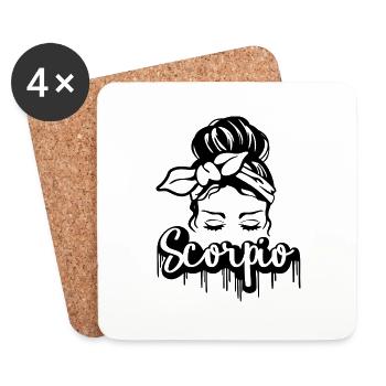 Signe du zodiaque Scorpion Messy Bun Girl - Dessous de verre (lot de 4) - blanc - Devant