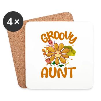 Groovy Aunt Family Matching Vintage Family Outfit - Untersetzer (4er-Set) - Weiß - Vorne