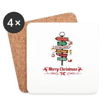 Merry Christmas - Coasters (set of 4) - white - Front