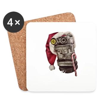 HoHoHo car parts with Christmas hat - Coasters (set of 4) - white - Front