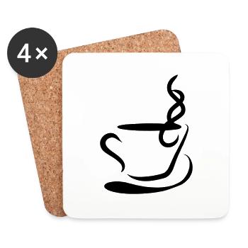 Coffee Illustration Gift Idea for Coffee Drinkers - Coasters (set of 4) - white - Front