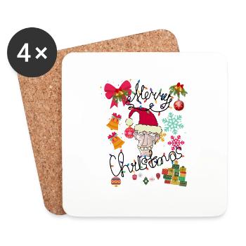Ugly Christmas Guy - hässliche Weihnachten 2 u all - Untersetzer (4er-Set) - Weiß - Vorne