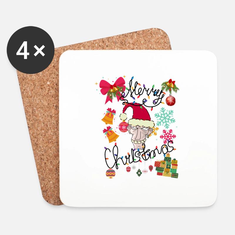 Ugly Christmas Guy - hässliche Weihnachten 2 u all - Untersetzer (4er-Set) - Weiß