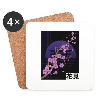 Japan Vaporwave Kirschblüte Hanami 80s 90s - Untersetzer (4er-Set) - Weiß - Vorne