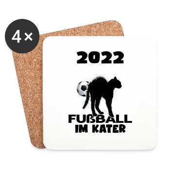 Fußball Katar Fußballexperte "fußball im kater" - Untersetzer (4er-Set) - Weiß - Vorne