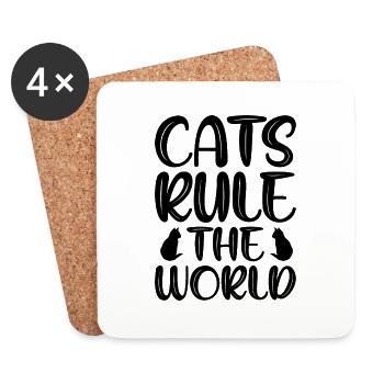 Cats Rule the world - Dessous de verre (lot de 4) - blanc - Devant