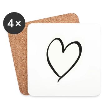 Heart white black - Coasters (set of 4) - white - Front