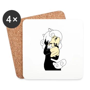 Tshirt Dark Gothic Elegant Cyber Girl Blonde 2022 - Coasters (set of 4) - white - Front