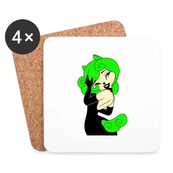 Capuche Femme Gothique Chevaux Vert Robe Noir 2022 - Dessous de verre (lot de 4) - blanc - Devant