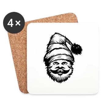 Chapeau de Noël Père Noël Noël 11 - Dessous de verre (lot de 4) - blanc - Devant