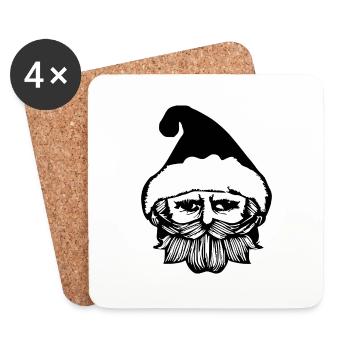 Chapeau de Noël Père Noël Noël 13 - Dessous de verre (lot de 4) - blanc - Devant