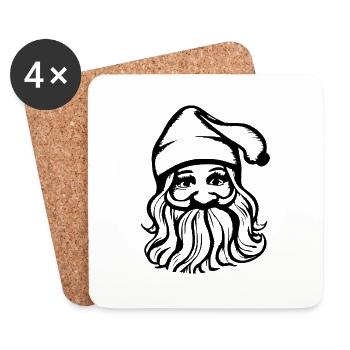 Chapeau de Noël Père Noël Noël 12 - Dessous de verre (lot de 4) - blanc - Devant